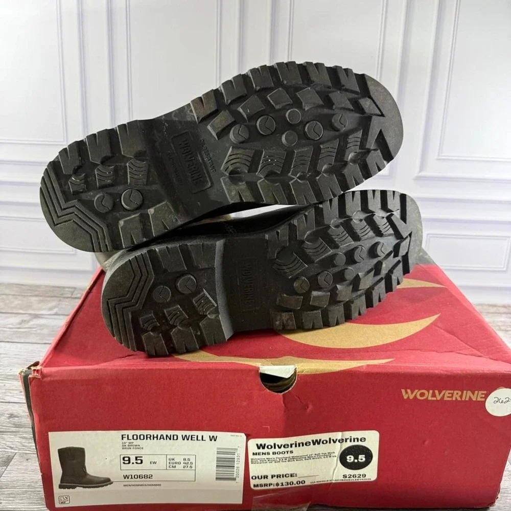 Wolverine Floorhand Well W Waterproof Leather Work Boots Size US 9.5 Extra Wide